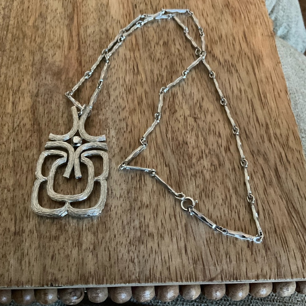 Vintage Avon Abstract / Celtic Style Silver Tone Necklace, 1970’s